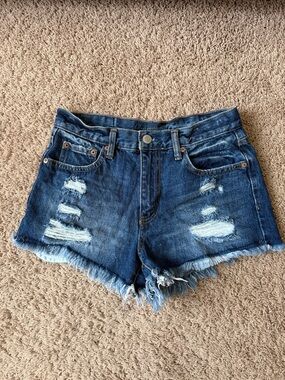 Aeropostale Classic Blue Distressed Denim Shorts